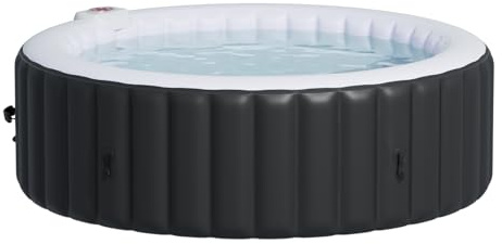 Aoxun Aufblasbarer Spa für 2-4 Personen, mobiler Whirlpool 208x208 cm mit 130 Massagedüsen, tragbare Badewanne mit 1800W Heizung, Abdeckung & Filter, für Garten Terrasse