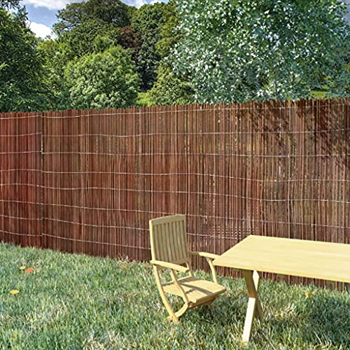 Ordellia Valla de mimbre, 5 x 1 m, elemento de vallas de mimbre, valla de jardín, protección visual opaca para terraza, balcón, jardín delantero con malla de alambre, metal, madera, plástico, WPC