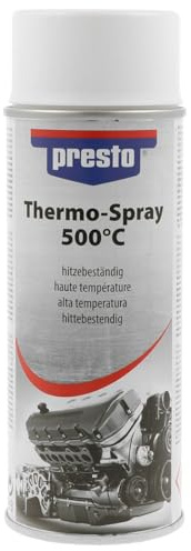 presto Thermo-Spray Weiß 400 ml - Sprühfarbe hitzebeständig bis 500°C | Hochtemperaturlack auf Silikonharzbasis, hitzebeständig bis 500°C – ideal für Grill, Ofen, Auspuff und Kamin