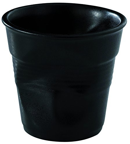 Visiodirect Lot DE 6 GOBELETS Espresso FROISSES Noir Satine Ø65 x H60 mm. 8cl