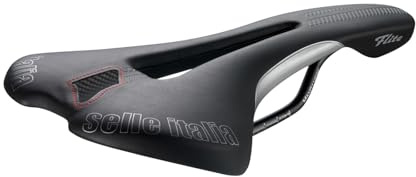 Selle Italia FLITE TM Flow - Unisex, Sella per Bicicletta Morbida e Ultraleggera, con Forma Piatta e Rail in Manganese, Resistente e Adatta a Bici da Corsa e Mtb - (Nero, L2), 1 Pack