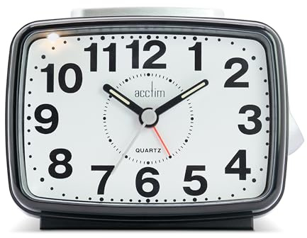Acctim Titan 2 Alarm Clock with Sweeping Hand Snooze & Light | Black
