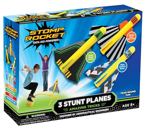 Stomp Rocket El Original Stunt Planes Launcher - 3 Aviones de Espuma y Lanzador de Cohetes de Aire de Juguete