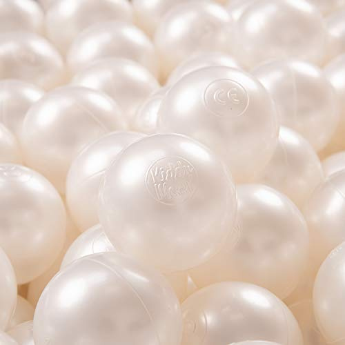 KiddyMoon 100 Ø 7 cm barnbollar lekbollar för bollbad baby enfärgad plastbollar tillverkad i EU, pärla