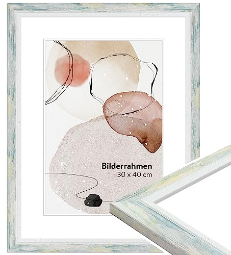 WANDStyle Bilderrahmen 40x60 Türkis, moderner Bilderrahmen Holz 40x60 cm | Hochwertiger Holzbilderrahmen, Posterrahmen zum Aufhängen, Rahmen 60x40 cm, Fotorahmen H490 - Made in Germany