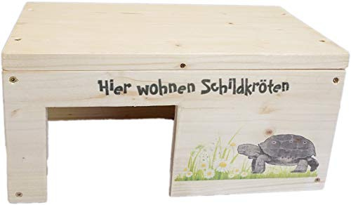 Nagerstore Schildkrötenhaus S Terrarium Schutzhaus mit Motiven & Holzlasur