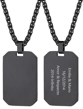 Richsteel Schwarz Dog Tag Anhänger Herren Kette Erkennungsmarke Anhänger mit Geschenkebox für Herren und männer