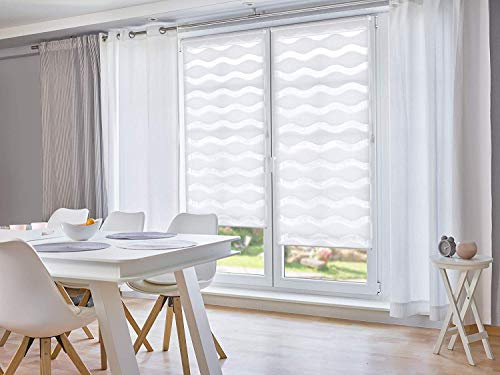 Khome Estor Doble con Sistema de fijación de Enganche, Blanco, B35 x H150 cm