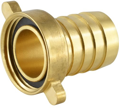 Fittingteile - Schlauchtülle mit Flügelüberwurfmutter flach dichtend Messing (Ausführung: Gerade - Größe: G 1-1/4 - 25 mm)