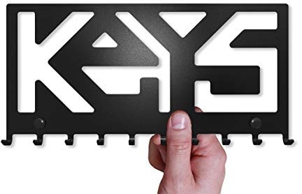 SirHoldeer Schlüsselbrett Modern, Schlüsselhaken, Schlüsselhalter Wand, Schlüsselaufhänger mit 10 Haken, Schlüsselboard Schwarz, Key Holder Wall, Wanddeko Flur, Metall Deko