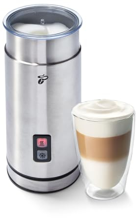 Tchibo elektrischer Milchaufschäumer, Antihaftbeschichtung, warmer und kalter Milchschaum, für Latte Macchiato, Cappuccino und Kakao, 130 ml Fassungsvermögen, rostfreies Edelstahlgehäuse