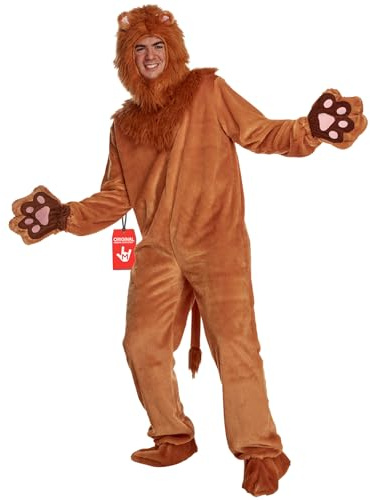 Morph Lejondräkt vuxen djur jumpsuit maskeradkläder för fester, halloween, cosplay och evenemang, X-Large