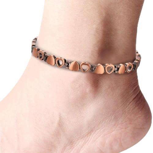 Magnetisches Kupfer-Fußkettchen für Frauen, weibliche Fußkettchen für Füße und Knöchel, Schmuck-Geschenk für Mutter, Ehefrau, Frauentag