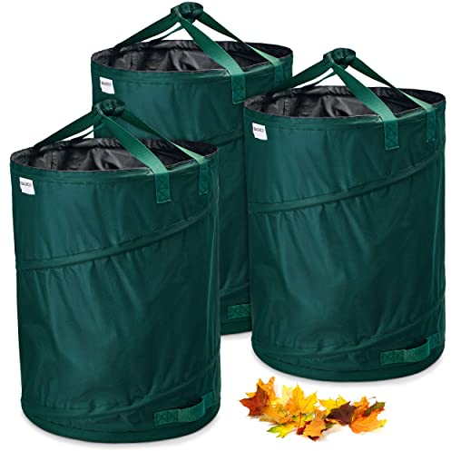 3x 170 litri sacco pop-up per rifiuti da giardino verde autoportante e stabile | per foglie | da giardino | per rifiuti verde pieghevole grande poliestere estremamente robusto 220 g/m² (3x 170 litri)