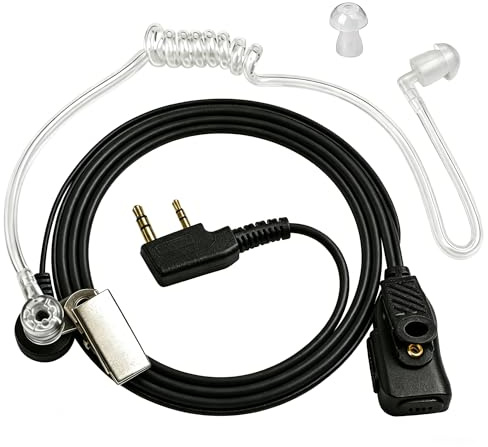 HYS Funkgerät Ohrhörer Kompatibel mit Baofeng UV-5R BF-888s Kenwood | Schallschlauch Kopfhörer für Baofeng 5Rmini Quansheng UVK5 Kenwood Walkie Talkies, Security Headset mit Mikrofon und PTT(1)