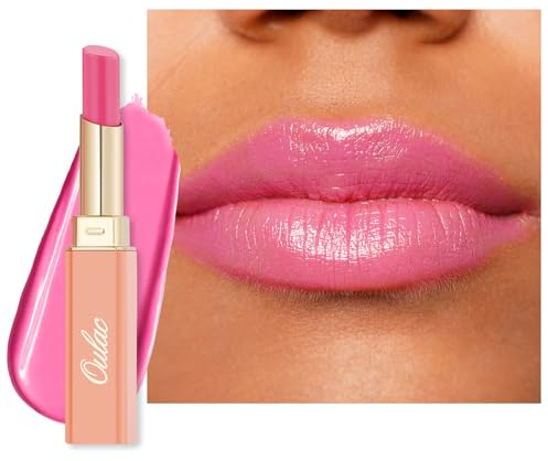 Oulac Moisturising Lipstick Pink - Moisture Shine Hydrating Lipstick & Tinted Lip Balm for Dry Lips, Medium Coverage Lip Colour | Juicy Look, Glossy Finish, Vegan, Cruelty-Free, She Pop (06)