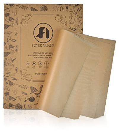 200 hojas de papel de pergamino sin blanquear, papel de hornear de 30 x 40 cm, hojas de pergamino antiadherentes precortadas para hornear, cocinar, asar, freidora de aire y cocinar al vapor