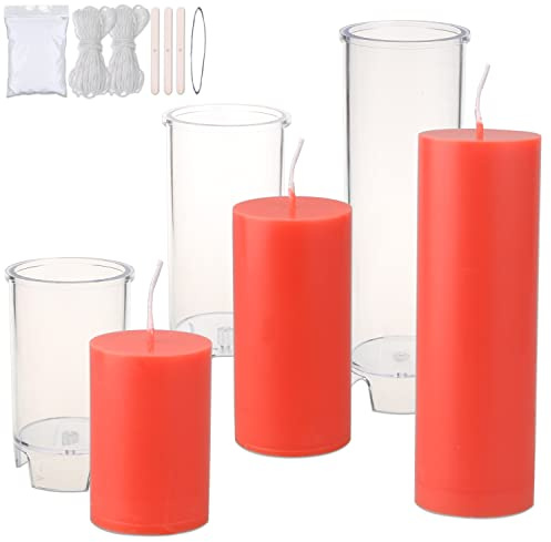 MILIVIXAY Set di 3 Stampi per Candele a Colonna - Cilindrici in Plastica per Creare Candele con Kit Stoppini
