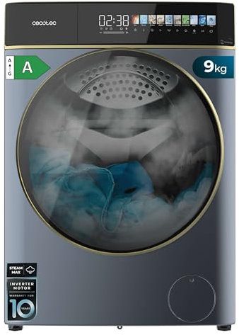 Cecotec Lavadora 9Kg Carga Frontal Bolero DressCode 9900 Inverter FullColor Ice Blue A. Acabado Azul 1400 Rpm, Pantalla 10,3, 11 Programas, Inverter, SteamMax, Clase A