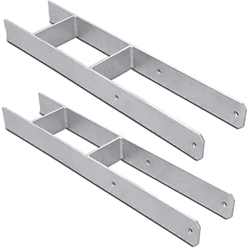 Sonnewelt 121mm, 2x H-anker H-stolphållare, stolphållare för stolpar, staket, carports, stylthus (2 stycken 121 mm)