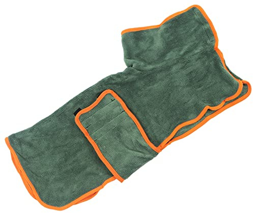 Hundbadrock, korall fleece snabbtorkande hundbadrock för stora hundar för bad (S)