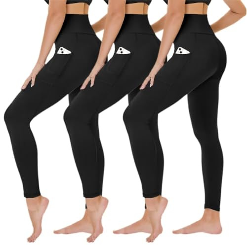 TNNZEET 3er Pack Leggings Damen High Waist Schwarz Sport Leggins | Blickdicht Sporthose, Elastische Yogahose, Weiche Hose für Gym Yoga Outdoor Fashion