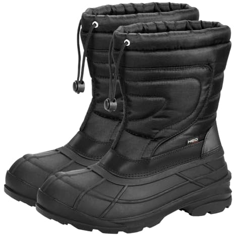 NEO TOOLS Zapatos de seguridad para hombre de invierno, talla: 41-46, zapatos de invierno sin cordones, suela antideslizante, impermeable, aislados, zapatos de trabajo de invierno para hombre, botas