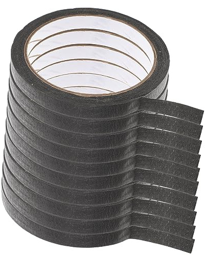 DIYEAH Ruban de Masquage Papier Noir 10 Mm X 20 M 10 Pcs pour Peintres Adhésif Résistant la Chaleur Usage Décoration Artisanat et Bricolage