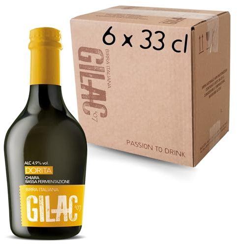 GILAC DORITA PILSNER - Birra artigianale Chiara 6 Bottiglie da 33 cl - Birra artigianale Italiana Non Filtrata e Non Pastorizzata, Birre artigianali confezioni regalo - Gradazione Alcolica 4.9% Vol