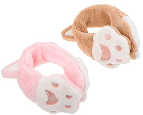 VALICLUD 2stücke Katzen Ohrenschützer Wärmer Plüsch Ohrenschutzhülle Für Damen Winter Ohrenschutz Memory Stretch Ohrenwärmer Outdoor Sport Accessoire