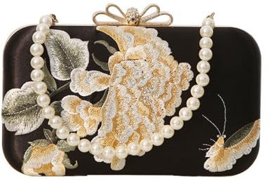 SLEDEZ Damen Abendtasche Frauen-Stickerei-chinesischer Art-Abend-Beutel-Schmetterlings-Blumen-Handtasche