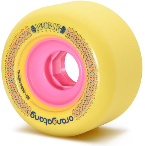 Orangatang Beefcake 73 mm 86a Freeride Longboard Skateboard Wheels (Yellow, Set of 4)