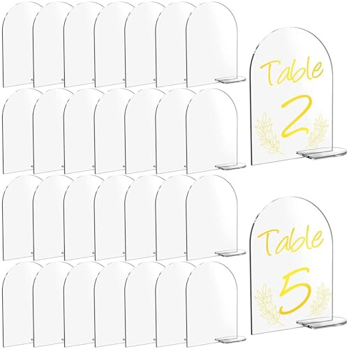 Sertay Lot de 30 Numéros de Table Acrylique, Marque-Places de Mariage, Support de Numéro avec Tableau pour Réunions, Mariages, Signe Arc