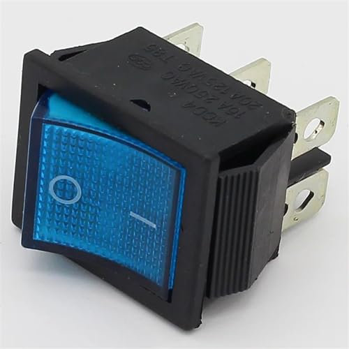 Messing-Ersatzteile, beleuchteter 6-poliger Wippschalter mit Lampe, 1 Stück(Blue)