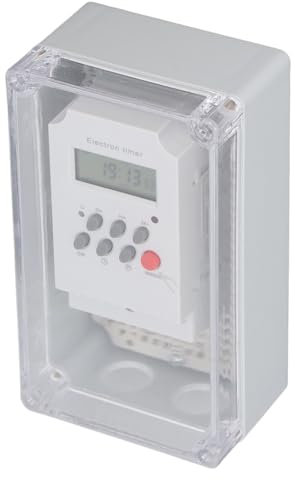 FTVOGUE Programmable Pump Timer, Time Control Switch Outdoor Indoor Digital Timer Box with 7 Day Cycle or Single Day Setting (AC .)