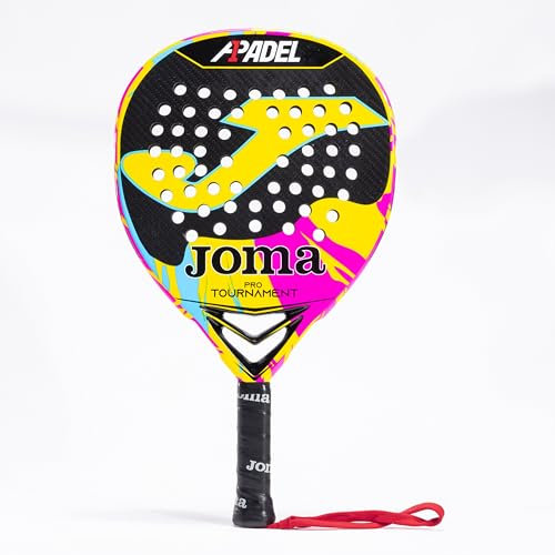 Joma Pala de Pádel Tournament Pro, 350 g - Tubular y Plano 100% Carbono con Núcleo Flexo Black EVA - Tecnología Rotation y Vibra-out - Incluye Funda - Circuito A1 Pádel