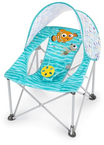 Bright Starts Disney Finding Nemo Pop 'N Chill Travel Seat, Indoor/Outdoor Use, Infant Seat with UPF 50+ Canopy, Blue, Ages 0-6 Months