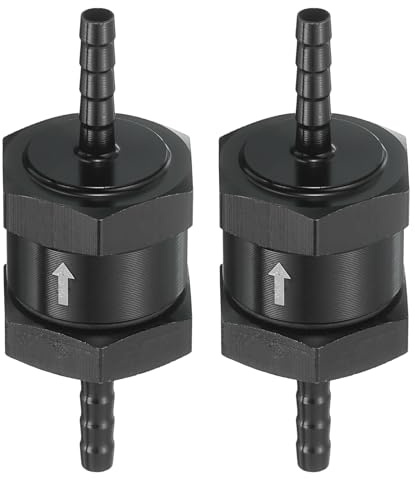 sourcing map Lot de 2 clapets anti-retour de carburant de 4 mm, anti-retour à sens unique, accessoires de contrôle en alliage d'aluminium pour essence, diesel, gaz, huile, air, eau, noir
