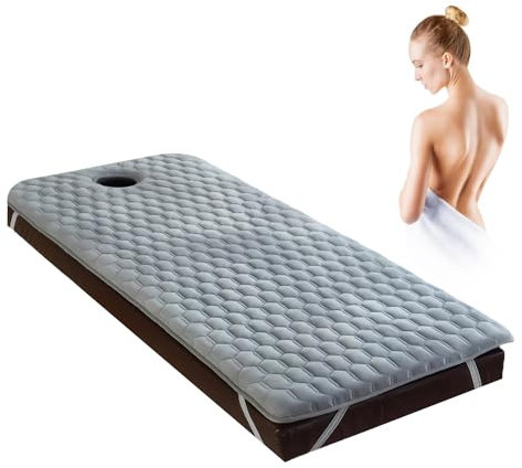 Cubremesa de espuma viscoelástica con agujero transpirable, gris, antideslizante, para sala de belleza, 4 cm de grosor, 60 x 180 cm
