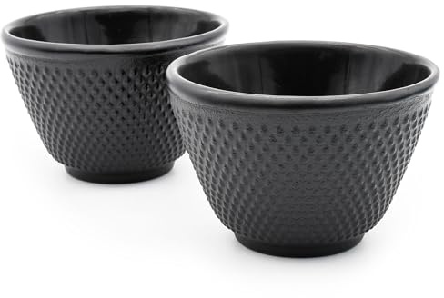 Zen Minded Paire De Tasses à Thé Traditionnelles Japonaises En Fonte 120 Ml Motif Clous - Noir