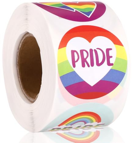 Lyreh 500pcs Gay Pride Stickers, 1.5 Inch 8 Styles Rainbow Love Heart Gift Decal Roll LGBT Party Favors Merch Labels Decoration for Gay Lesbian Bisexual Parades Events Pride Month Accessories