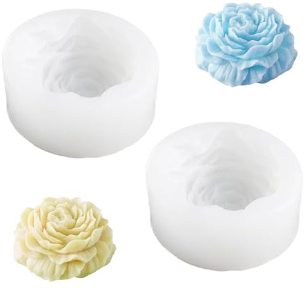 2 Pezzi Rose Peonia Garofano Stampi per Candele Fai Da Te | Stampi in Silicone per Candele Stampo in Silicone 3D Fiori per Candele Profumate, Ornamenti, Regali
