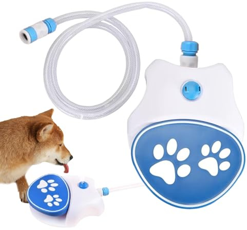 Fontaine A Eau avec Pédale Chien, Fontaine De Jardin pour Chien, Jeu D Eau avec Pédale, Arroseur Jouet, pour Facile À Activer avec 162cm Tuyau