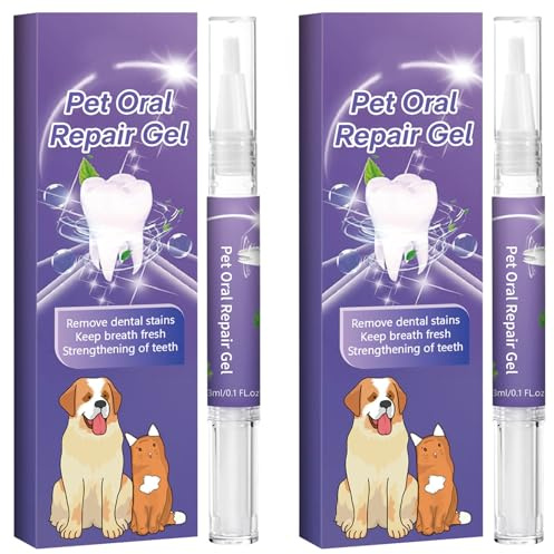 2 piezas de gel de reparación oral para mascotas, 20 g, gel de reparación oral para mascotas, para perros, gatos, menta, ambientador de aliento, pluma de dientes, eliminación de sarro, pasta de