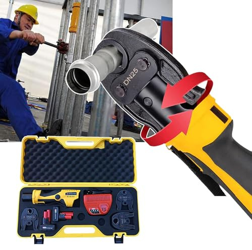 OZBME Kit di pressatura per Tubi Idraulici, Professionale per Rame con 2 batterie da 12 V e 3 matrici DN15, DN20, DN25, Kit Idraulico (Serie 2) (Serie 1)