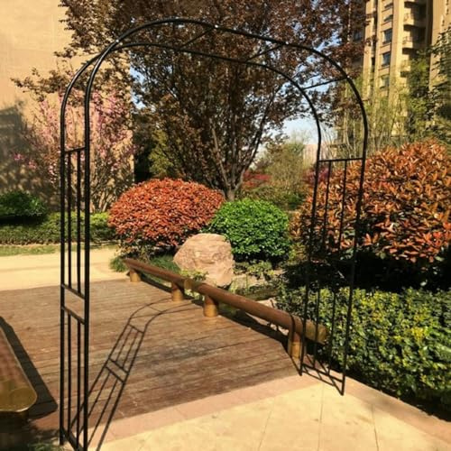 Arche de jardin en métal avec base, treillis arqué rose, 180 x 270 cm à 220 x 270 cm, décoration de mariage romantique, pergola en fer forgé pour décoration de jardin en plein air