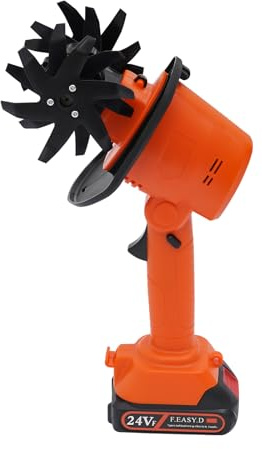 21V 550W Kabelloser Hand Akku-Bodenhacke mit 65Mn-Klingen, Mini Elektro Bodenfräse Motorhacke mit Stiel und Ladegerät, Batteriebetrieben Gartenfräse Ackerfräse für Rasen, Garten, Hof