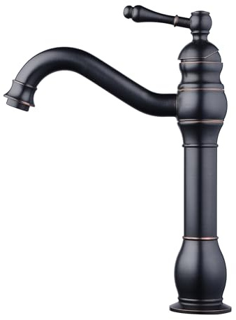 YIGUANXIN Badezimmer Waschbecken Mischer Hahn, reiner Kupfer Griff Einzel Loch Retro Badezimmer Hahn (Schwarz)