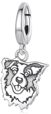 ZUOHUI Breloque Border Collie en argent sterling S925 for bracelet Pandora, création de bijoux animaux, cadeau à faire soi-même for femme, sœur, maman, anniversaire(Border Collie SCC3214)