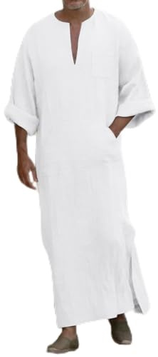 Camiseta Pijama Hombre Enterizo Ropa De Dormir Camison Manga Corta Suave Batines Camisón Largo Algodón Camisetas De Pijama Pijamas Transpirable Manga Larga Camisa De Noche Invierno